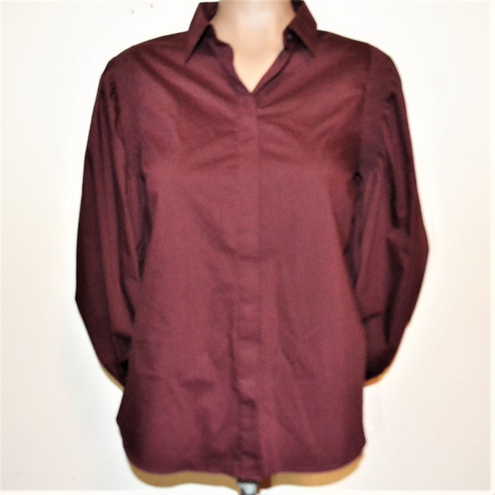 Worthington Button Down Maroon Blouse NWT